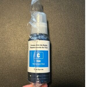 Cyan T522 Compatible Dye Ink Bottle Replacement 110ml EcoTank Refill